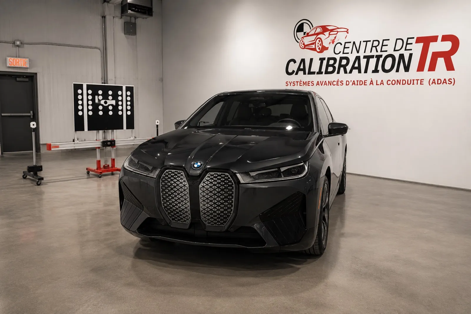 BMW électrique dans l’atelier de calibration ADAS